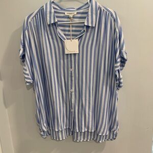 beachlunchlounge Blue and White Striped Blouse